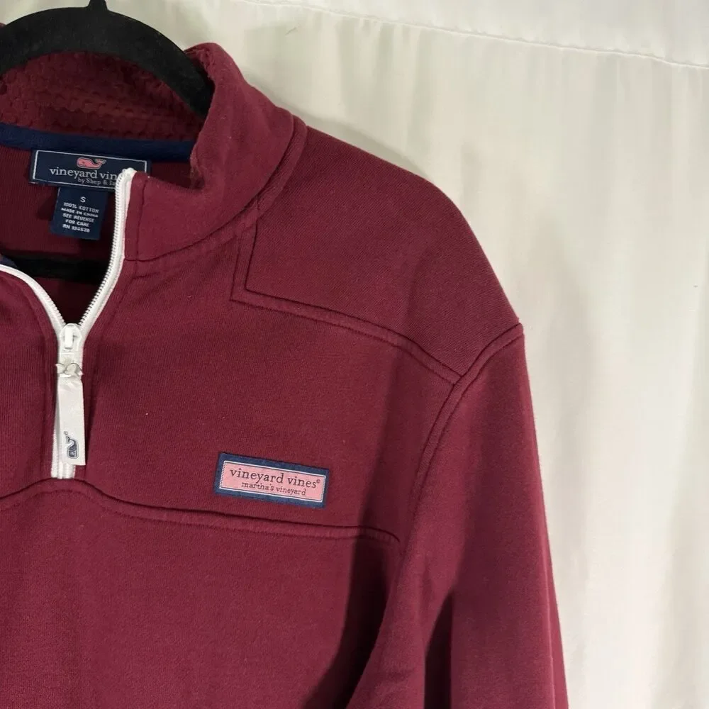 Vineyard Vines Sweater Men's Small Red 1/4 Zip Pullover 100% Cotton